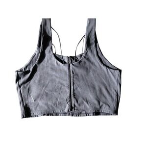 Nike Women's‎ Dark Gray Zip Front Sports Bra Crop Top Athletic Workout